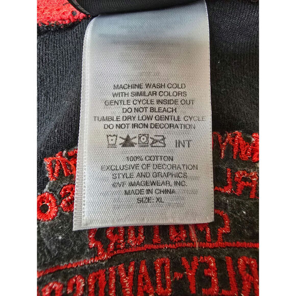 Harley Davidson 3/4 Sleeve Red and Black Scoop Neck Jersey Womens XL Tulsa Y2K - Picture 4 of 4
